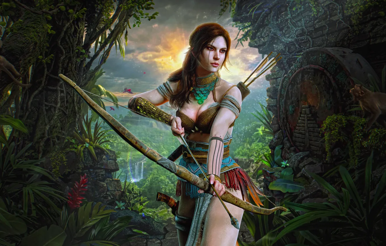 Photo wallpaper Girl, Figure, Tomb Raider, Art, Beauty, Sexy, Figure, Lara Croft