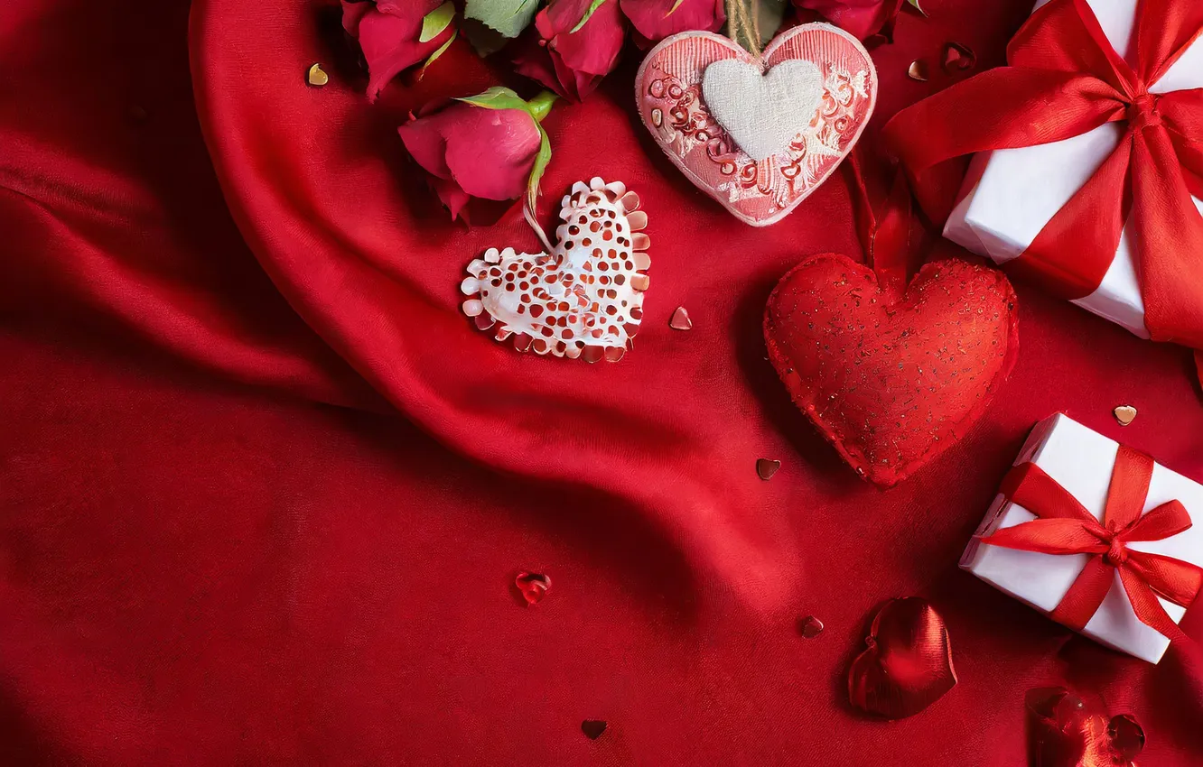 Photo wallpaper love, flowers, gift, romance, heart, roses, bouquet, love