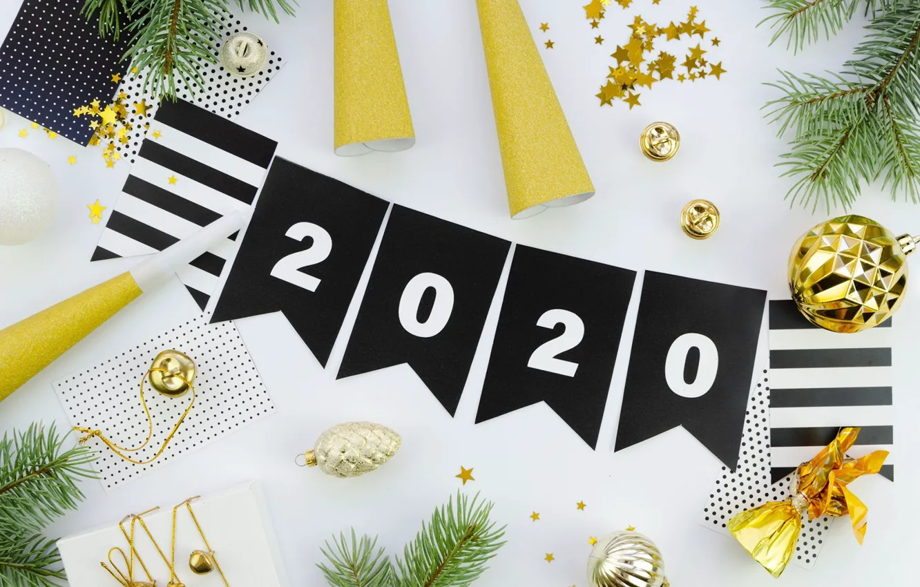 Photo wallpaper decoration, balls, Christmas, New year, Christmas, New Year, 2020