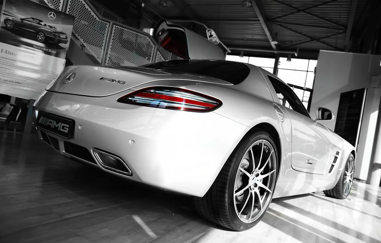 Photo wallpaper photo, cars, auto, the dealership, Wallpaeprs, Mercedes-Benz SLS AMG