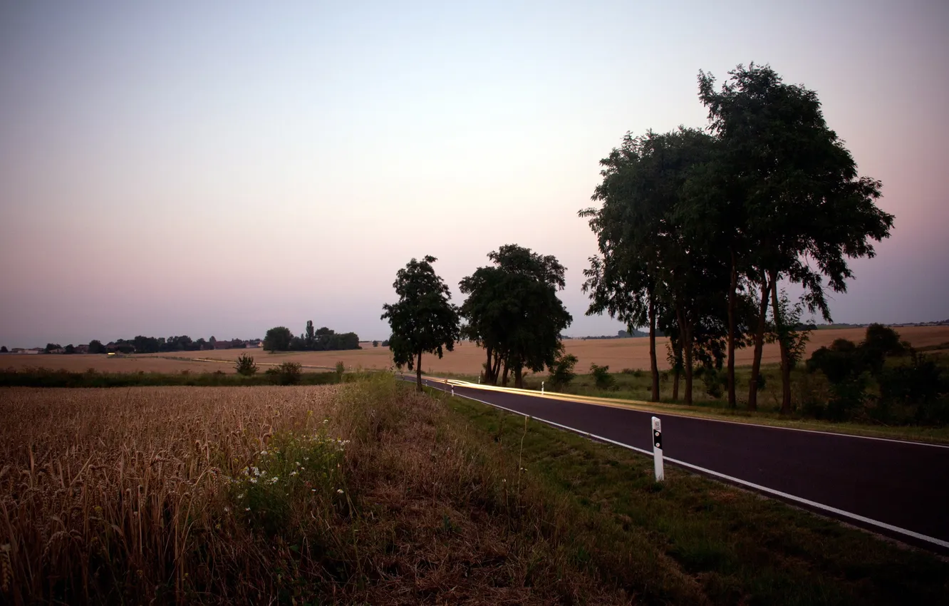 Photo wallpaper road, field, landscape