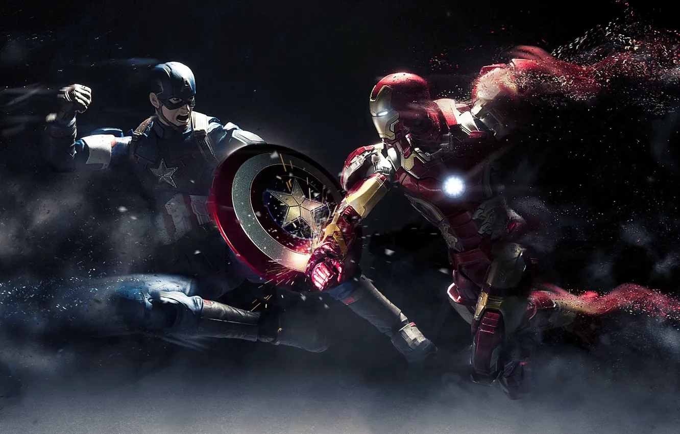 Photo wallpaper toys, combat, Iron Man, Captain America, Civil War