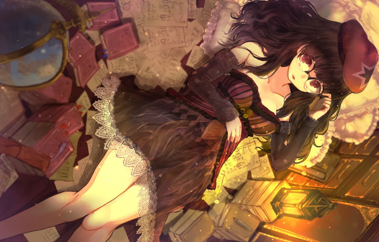 Photo wallpaper girl, lies, library