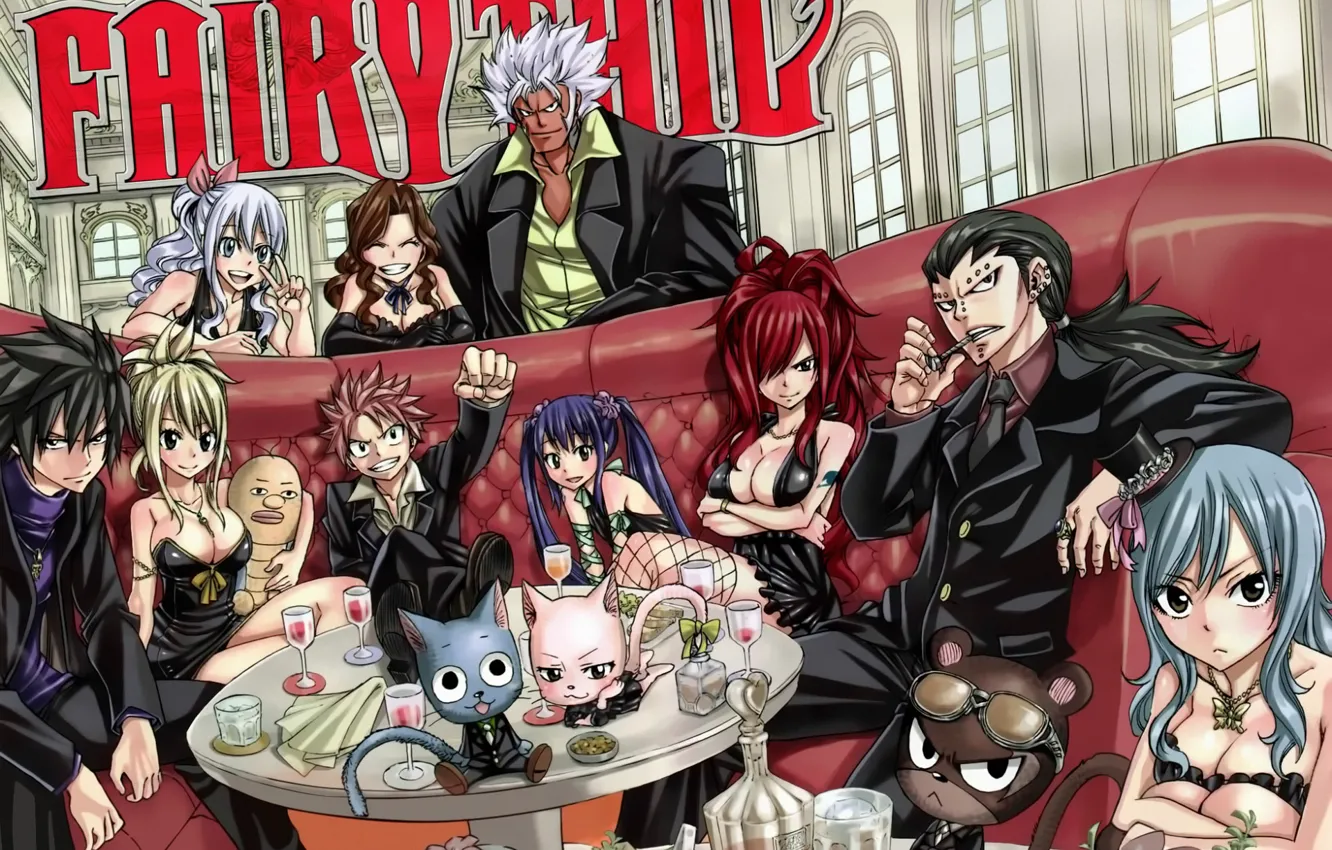 Photo wallpaper girls, dragons, guys, characters, Fairy Tail, Fairy tail