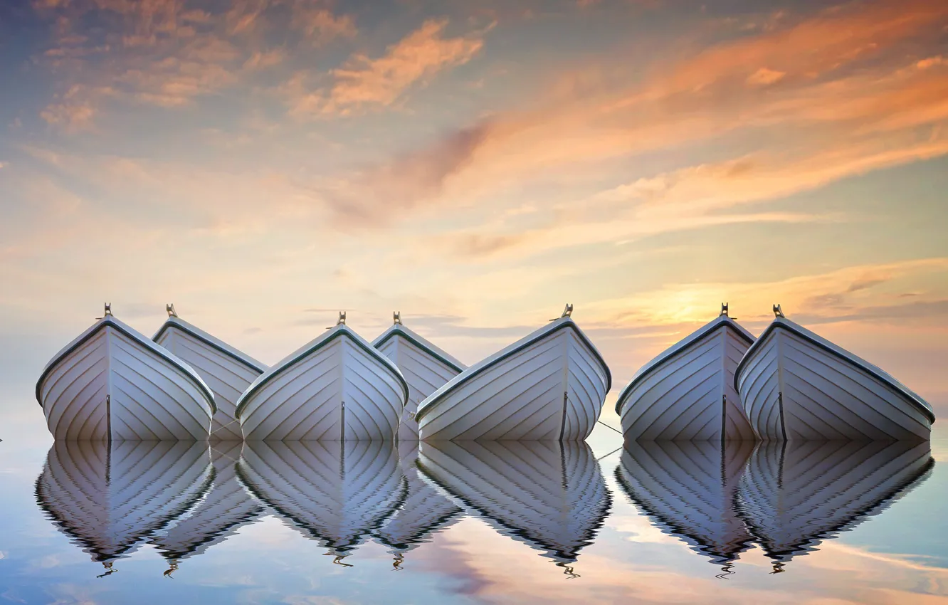 Photo wallpaper the sky, water, boats