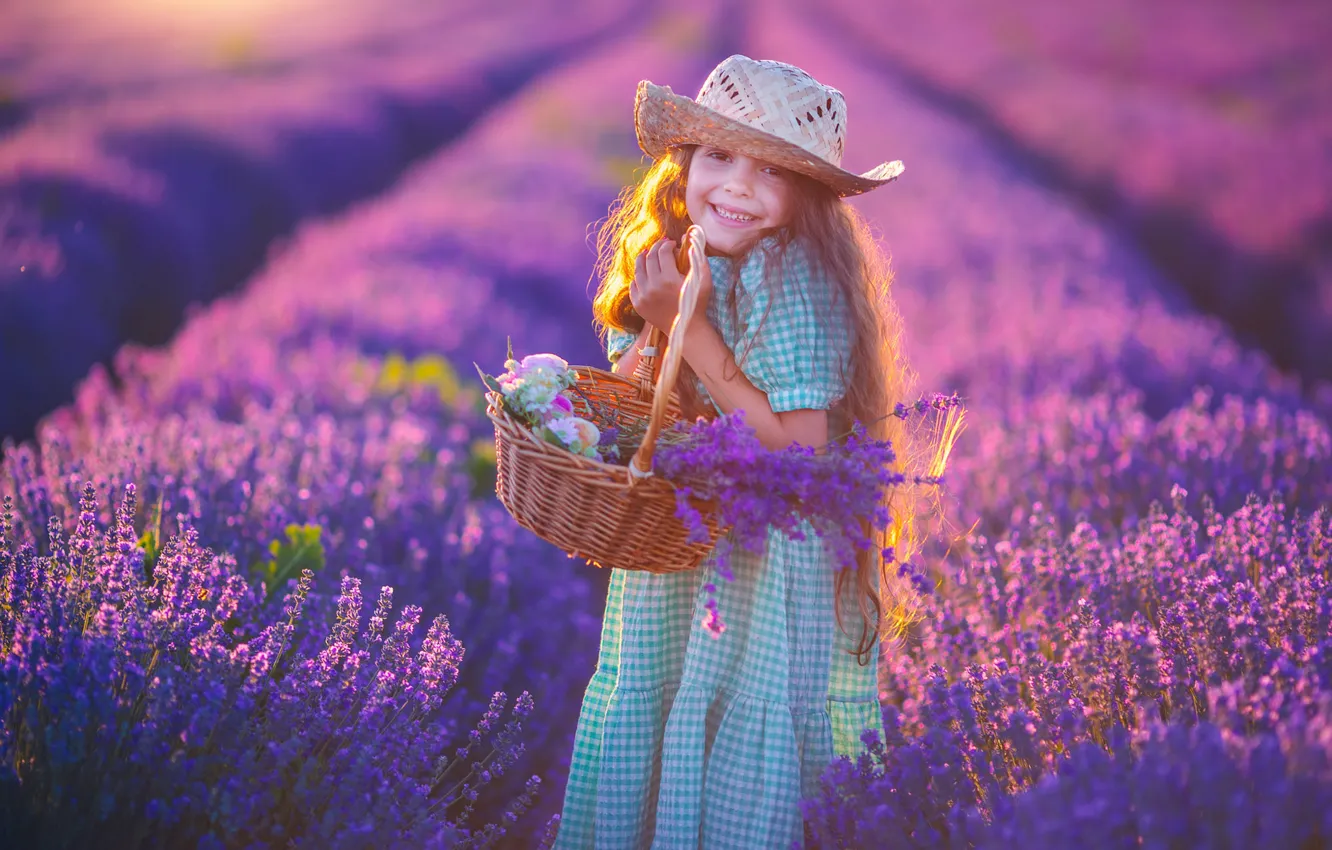 Photo wallpaper field, summer, light, flowers, nature, pose, mood, bouquet