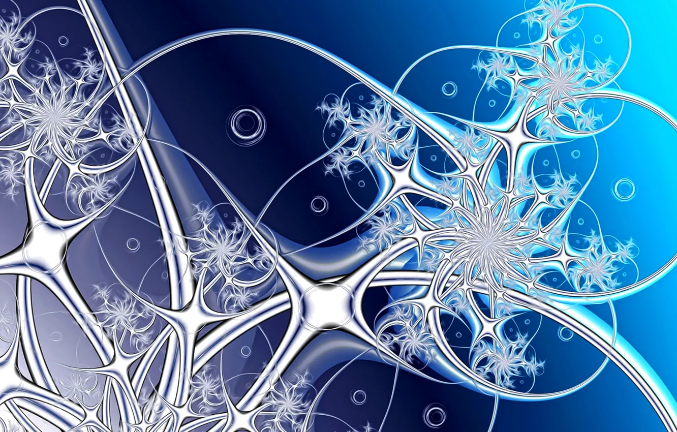 Photo wallpaper line, snowflakes, abstraction, background, curls, shades of blue, picture, frosty fantasy