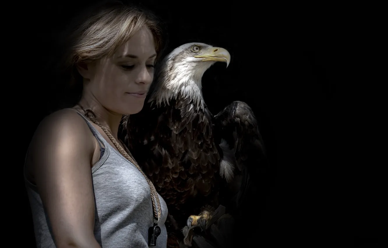 Photo wallpaper bird, eagle, people