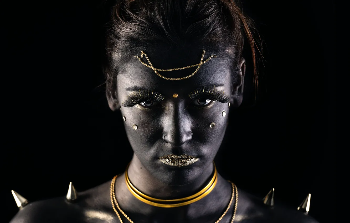 Photo wallpaper girl, makeup, warrior, makeup