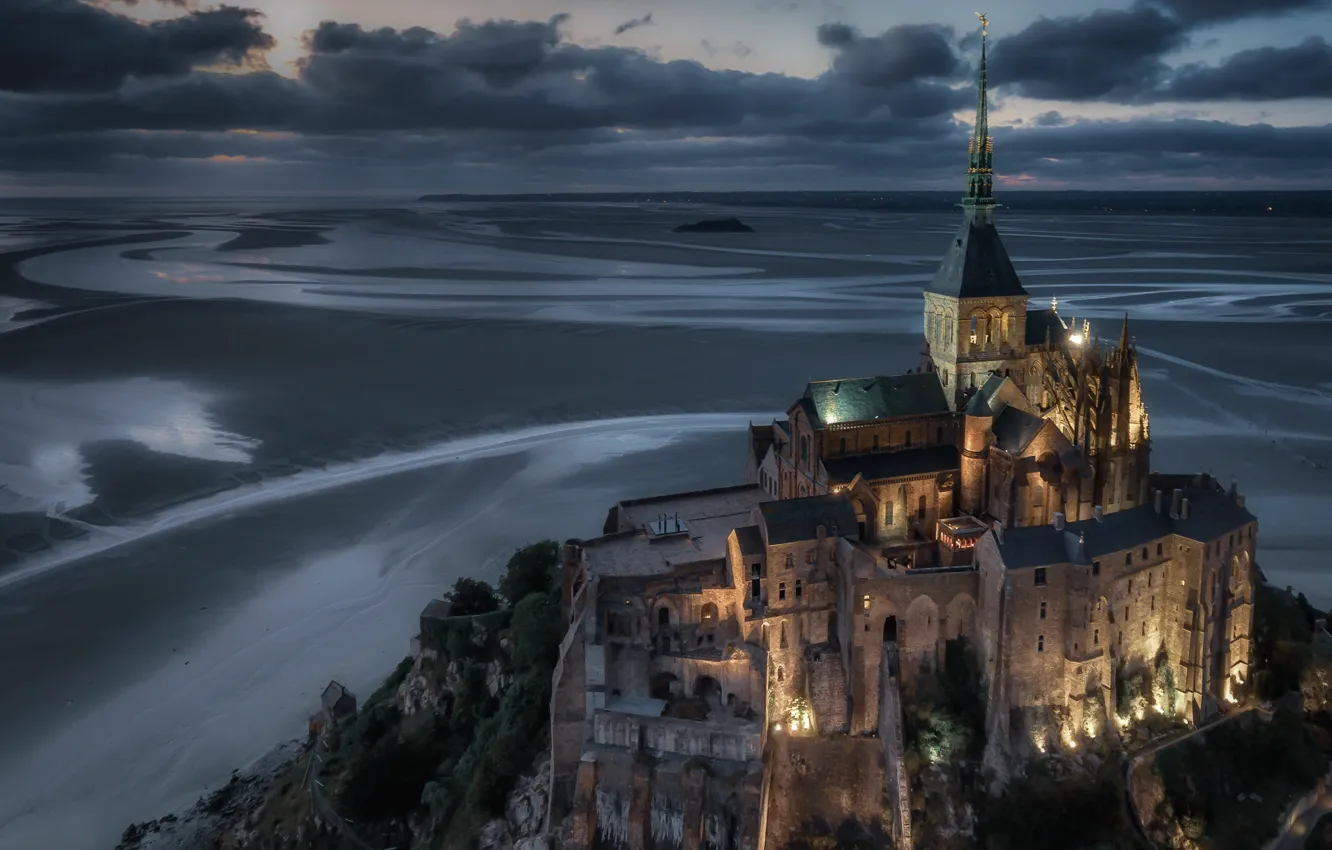 Photo wallpaper castle, coast, France, fortress, The Mont Saint-Michel