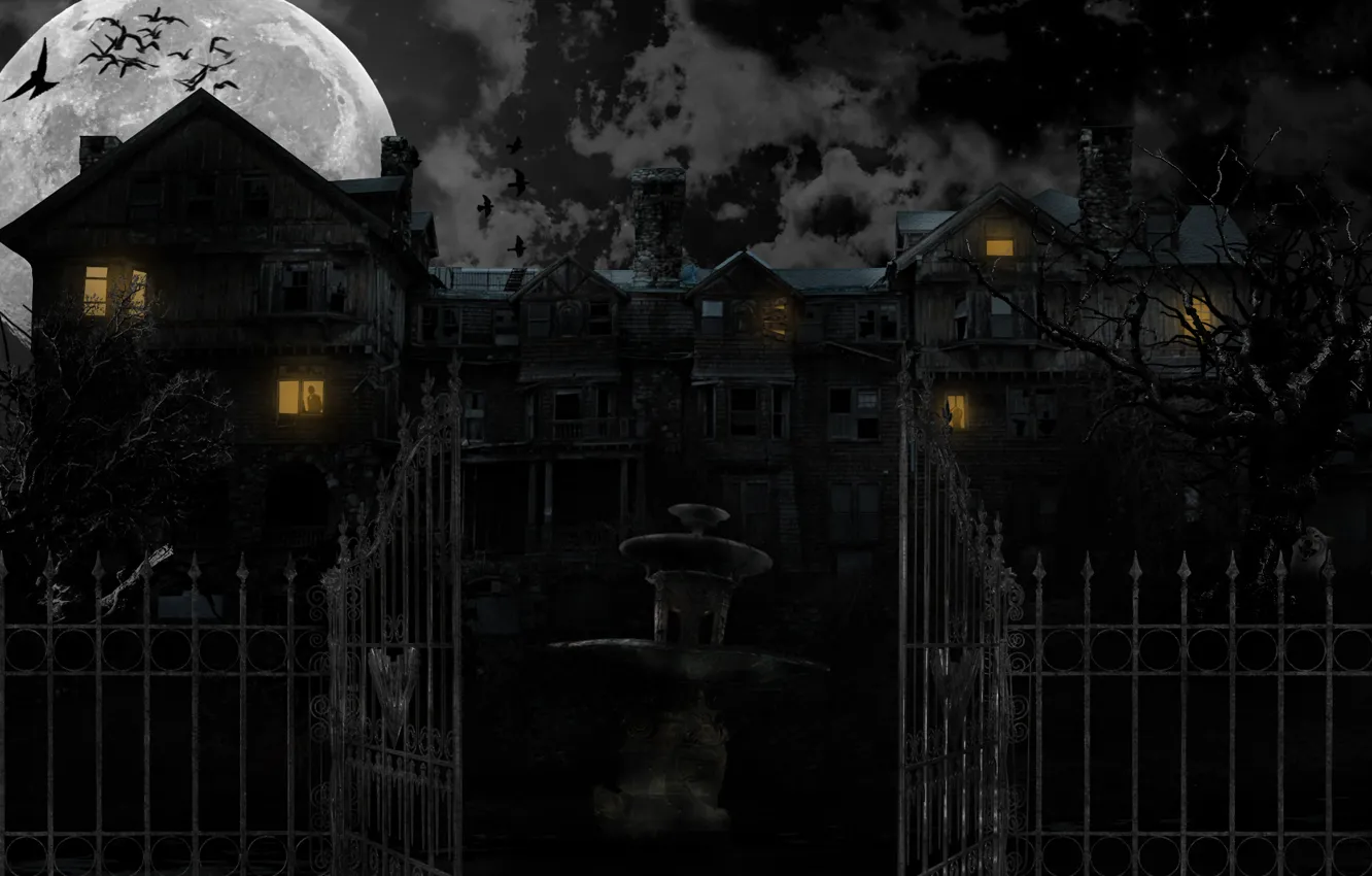 Photo wallpaper night, fear, the moon, home, horror, house, night, horor