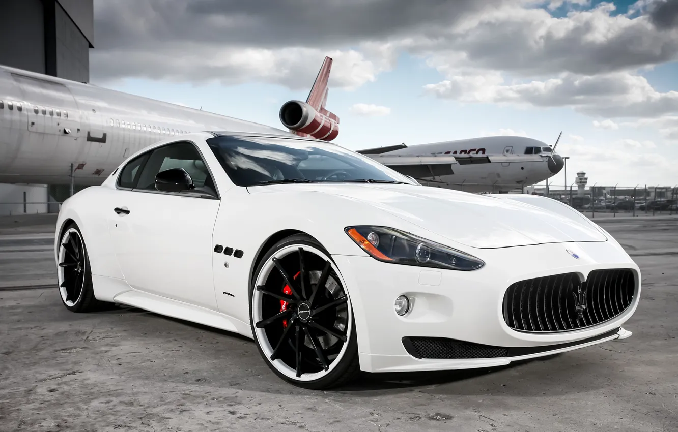 Photo wallpaper Maserati, white, Granturismo, Vossen