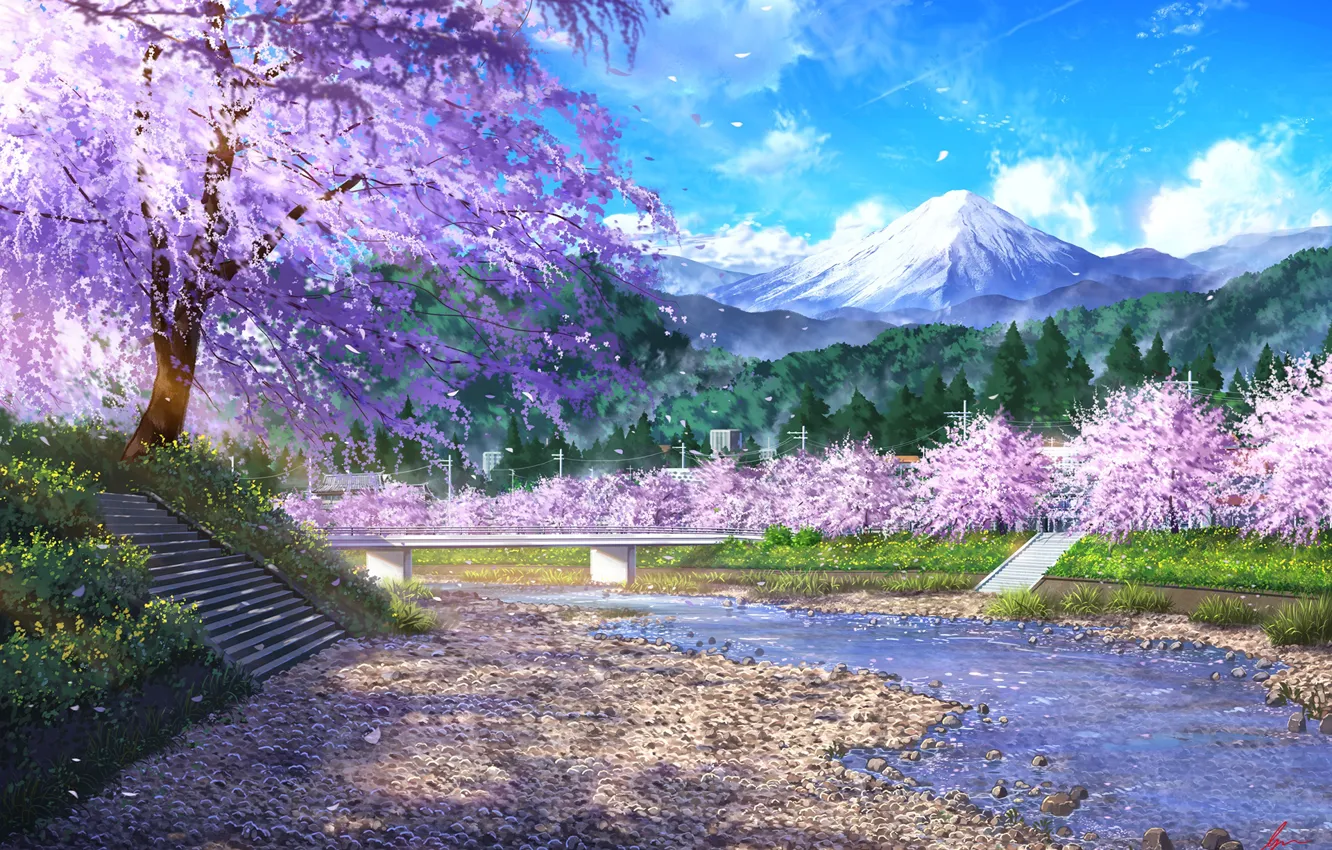 Photo wallpaper the sky, water, mountains, nature, spring, Sakura, NIK