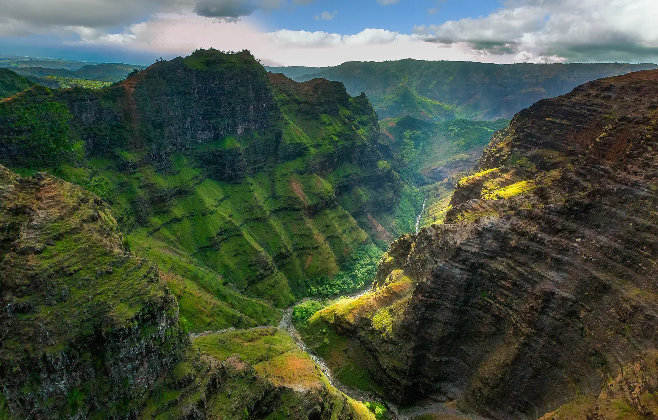 Photo wallpaper mountains, Hawaii, gorge, the island of Kauai