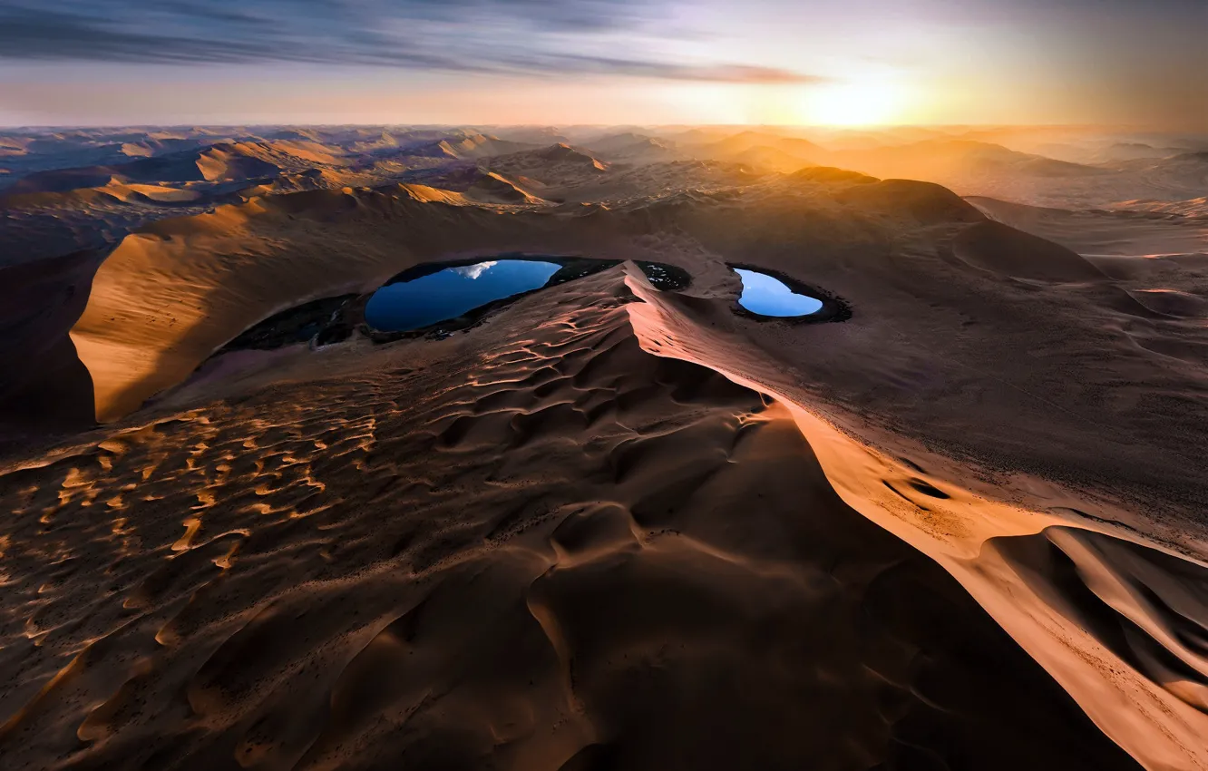 Photo wallpaper sand, lake, desert, dunes