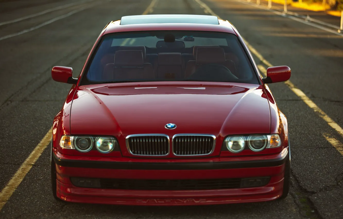 Photo wallpaper Red, Alpina, E38, B12, Daytime Running Lights