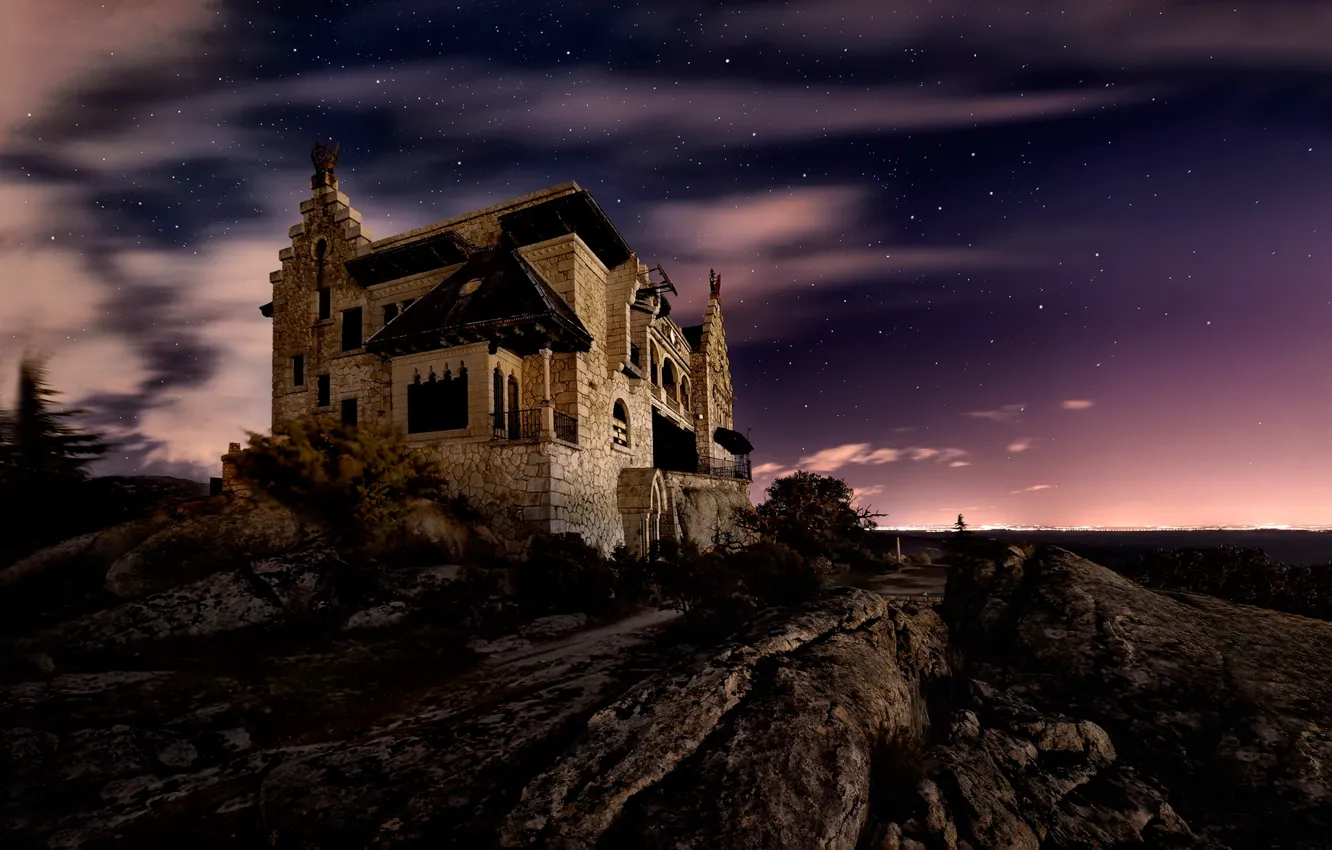 Photo wallpaper stars, night, Spain, The Old Mansion, the old mansion