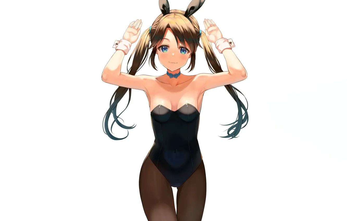 Photo wallpaper girl, sexy, cleavage, long hair, boobs, animal ears, anime, beautiful