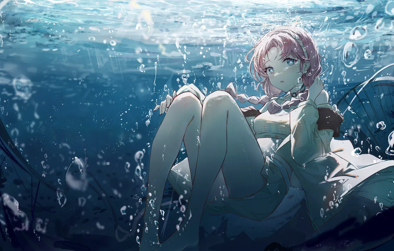 Photo wallpaper girl, under water, Arknights, Blue Poison