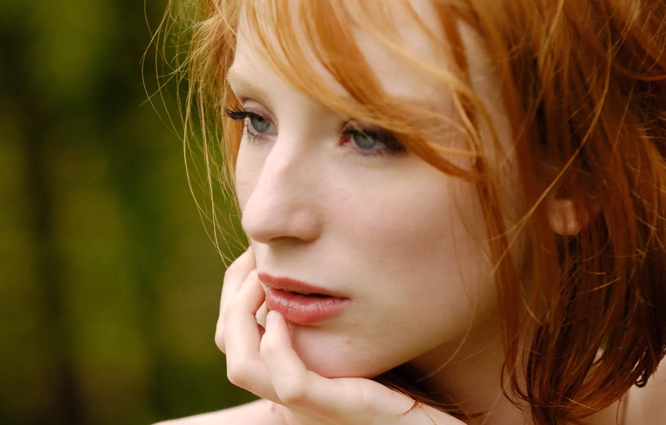 Photo wallpaper girl, close-up, face, pose, model, portrait, hands, makeup