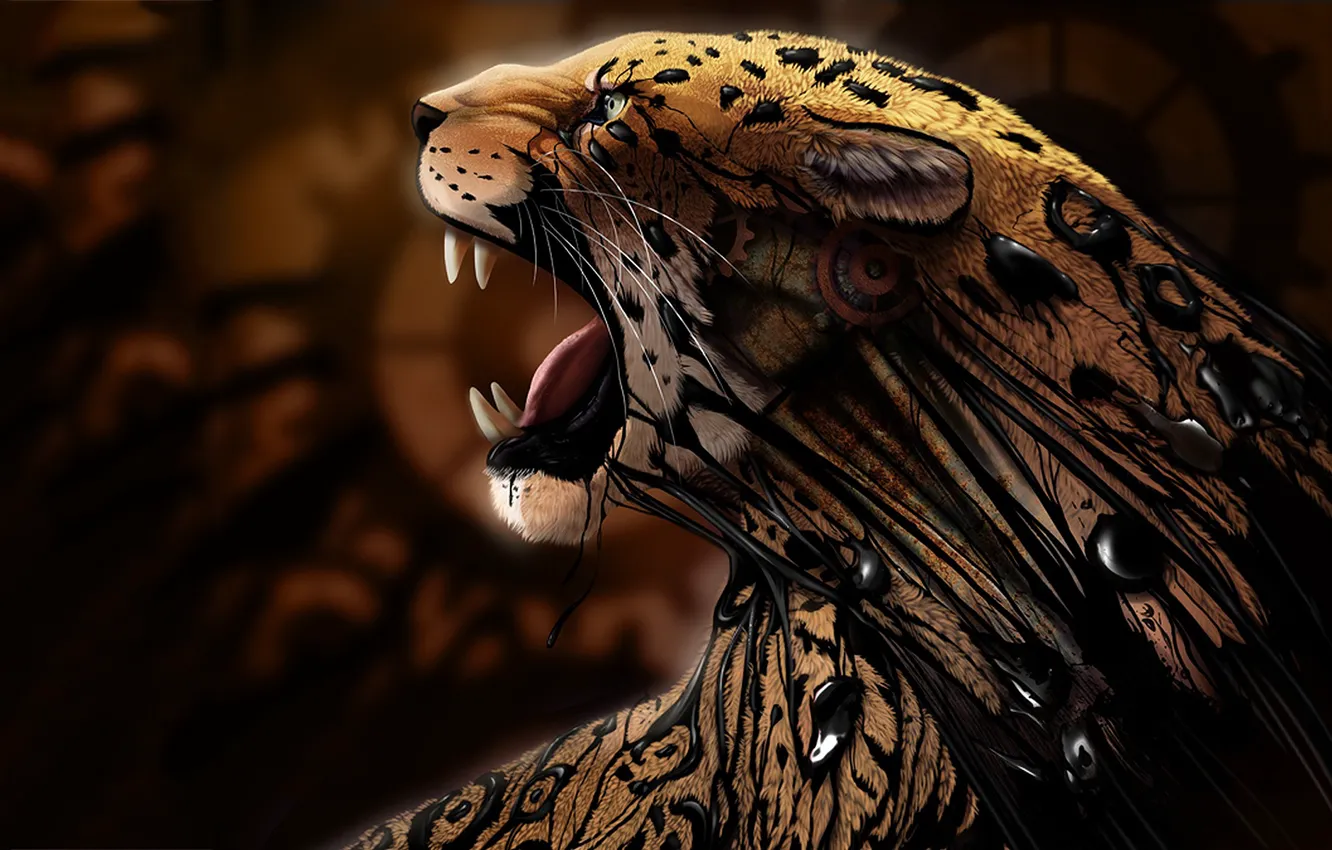 Photo wallpaper cat, predator, art, Jaguar, resin, animal .predator