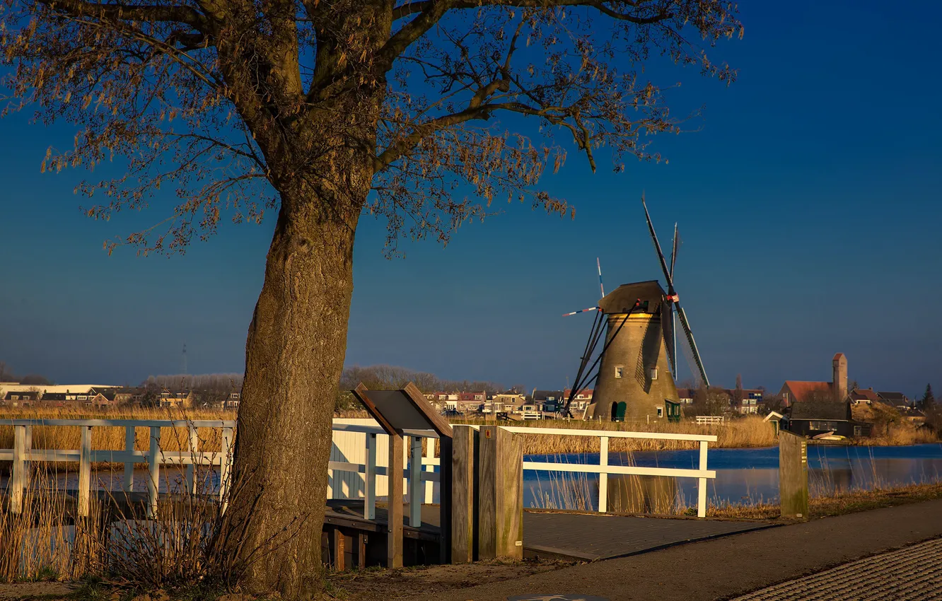 Photo wallpaper Netherlands, windmill, Kinderdijk