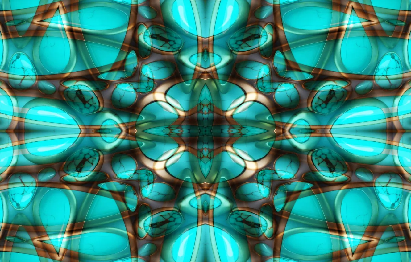 Photo wallpaper design, art, Fractal, light blue, turqouise