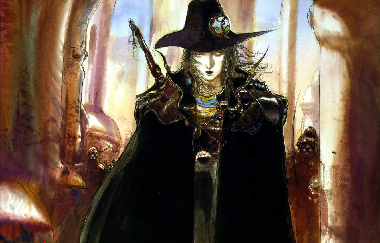 Photo wallpaper figure, hat, werewolf, evil, black cloak, Vampire Hunter D, Di vampire hunter, shoulders