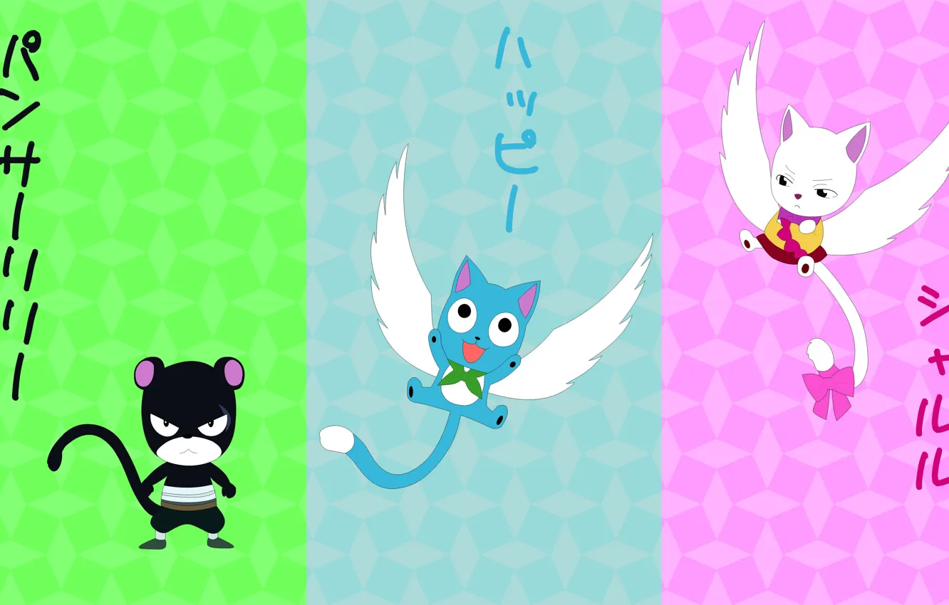 Photo wallpaper green, kawaii, game, flying, nothing, blue, pink, anime