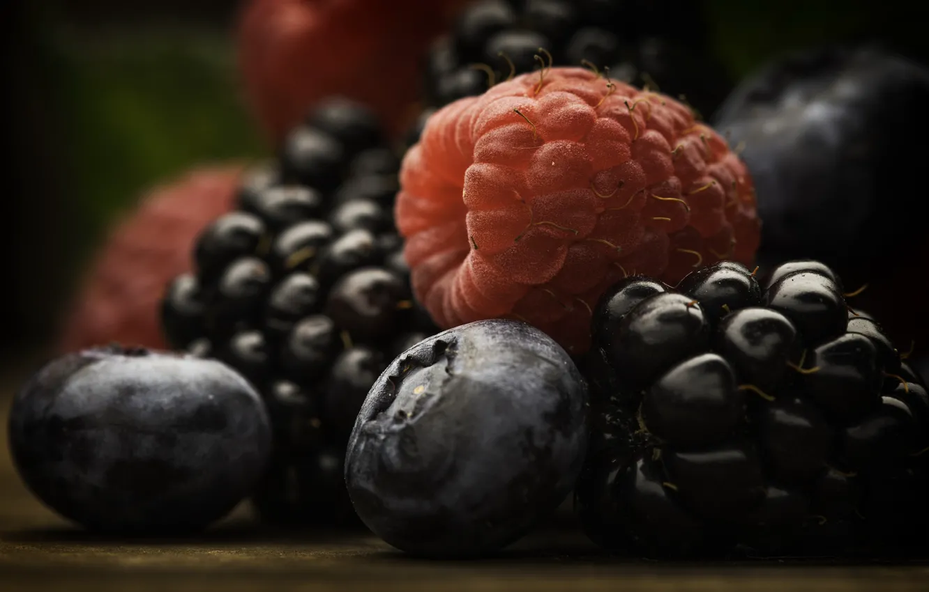 Photo wallpaper macro, berries, food