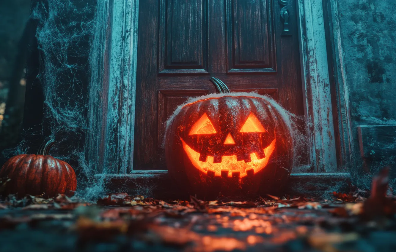 Photo wallpaper autumn, holiday, pumpkin, Halloween, Halloween, faces, Jack