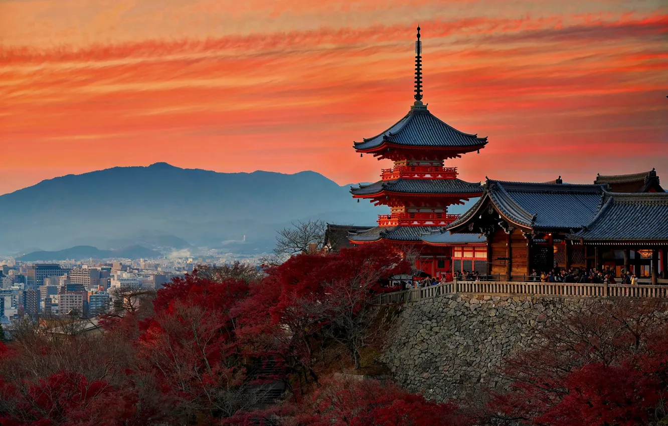 Photo wallpaper autumn, Japan, temple, Kyoto