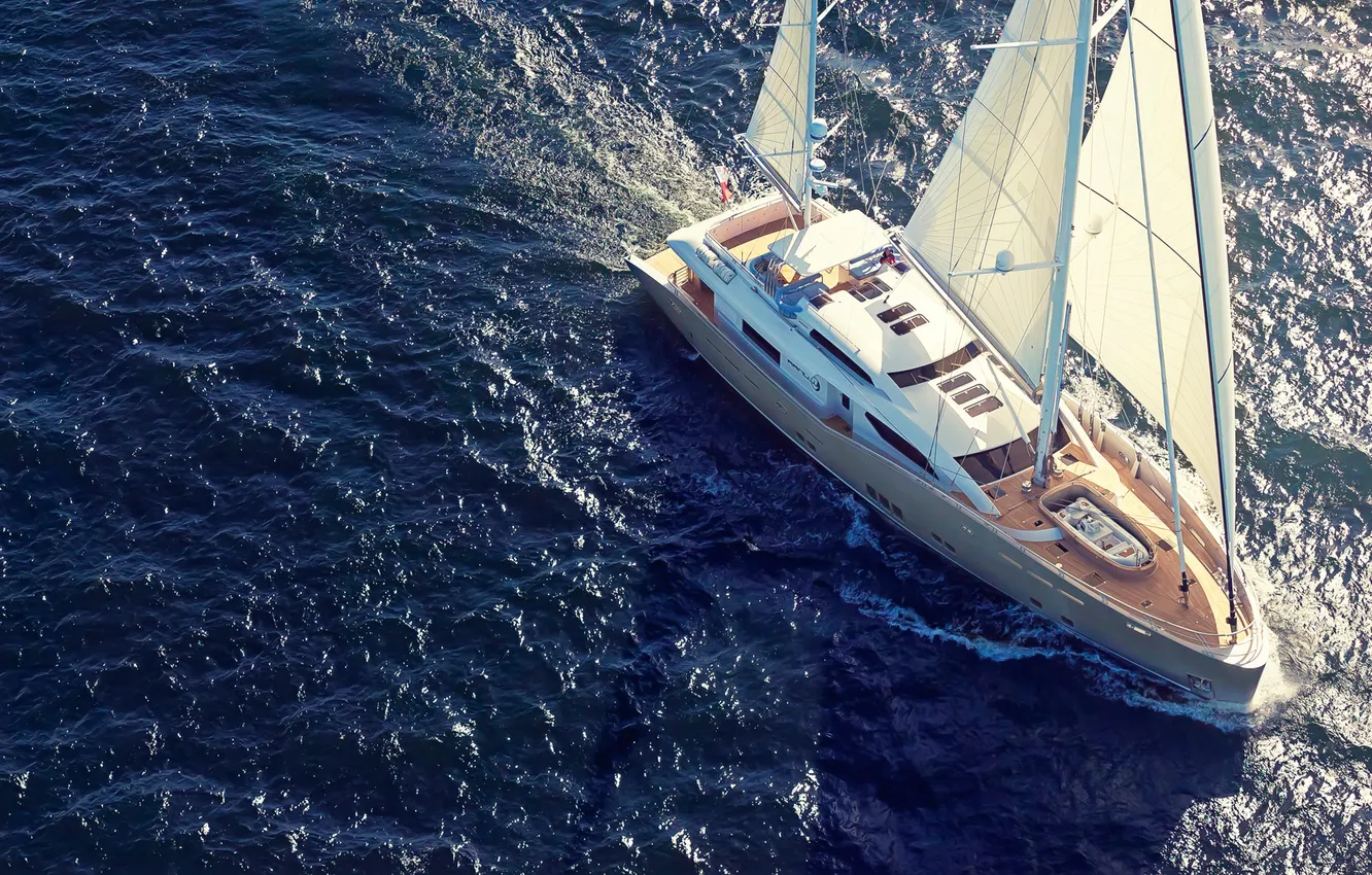 Photo wallpaper sea, the way, movement, the ocean, the wind, yacht, sail, swimming