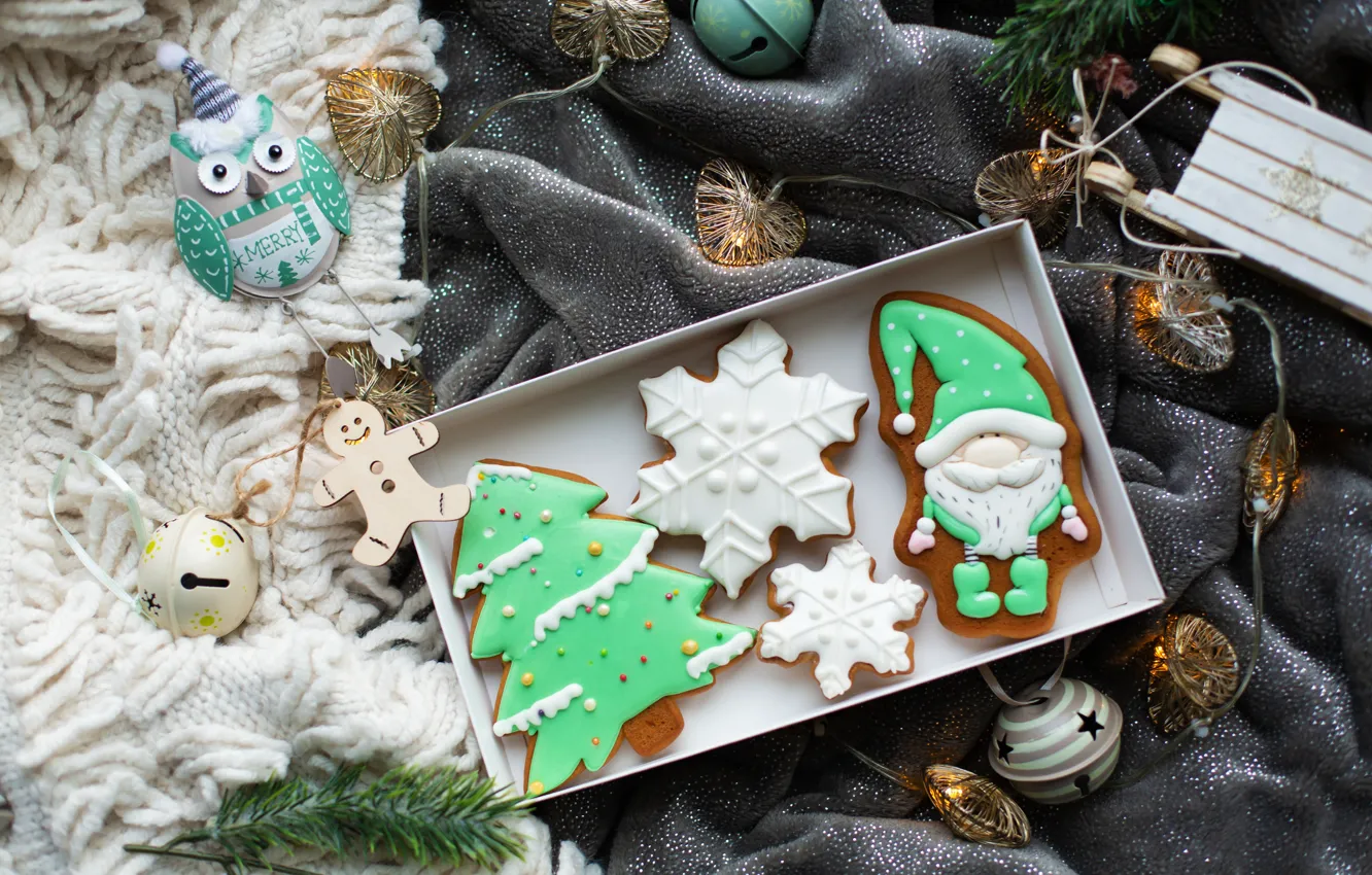Photo wallpaper Christmas, figures, tray, decor, gingerbread, Kukota Ekaterina