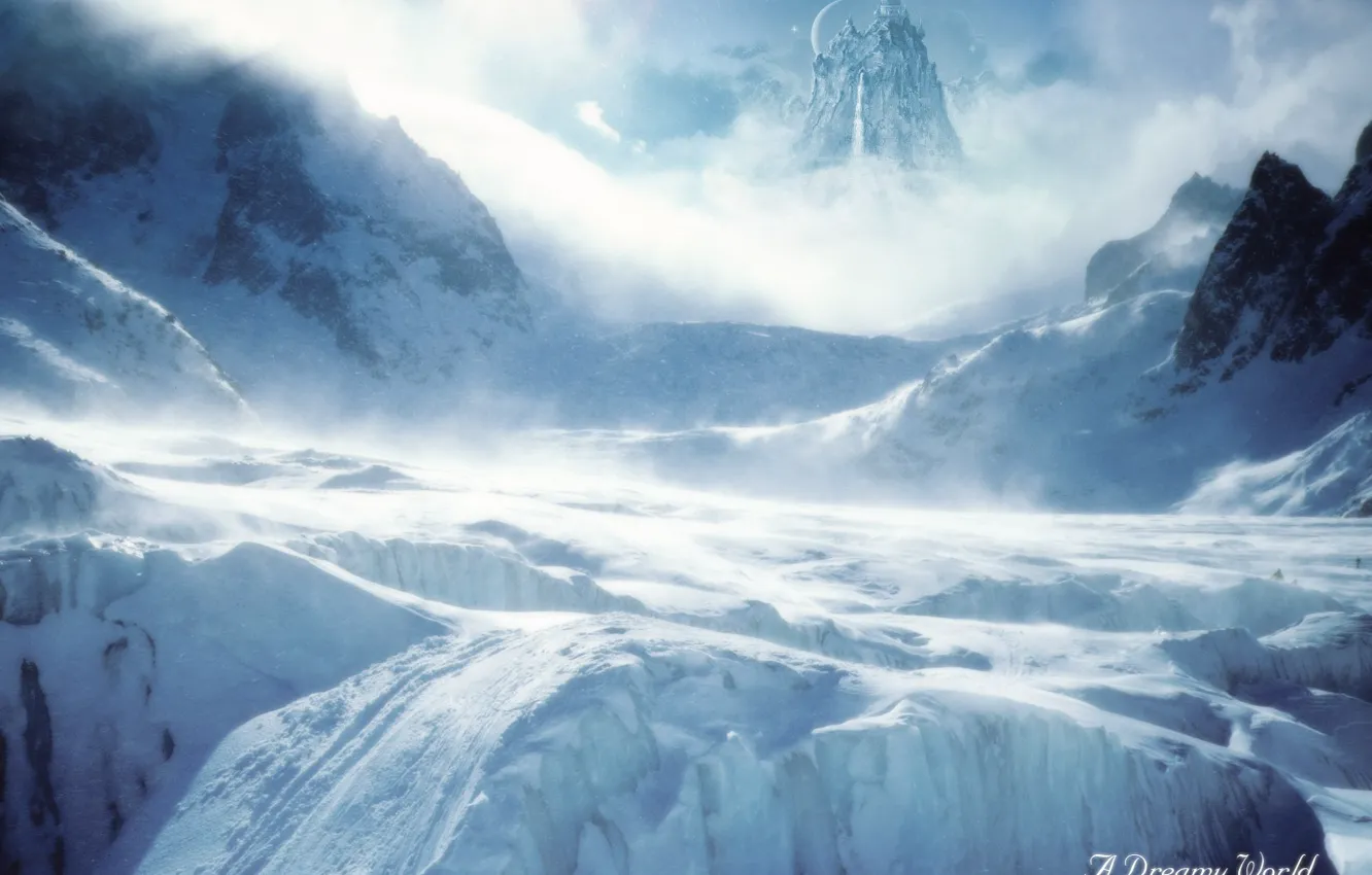 Photo wallpaper snow, mountains, A Dreamy World