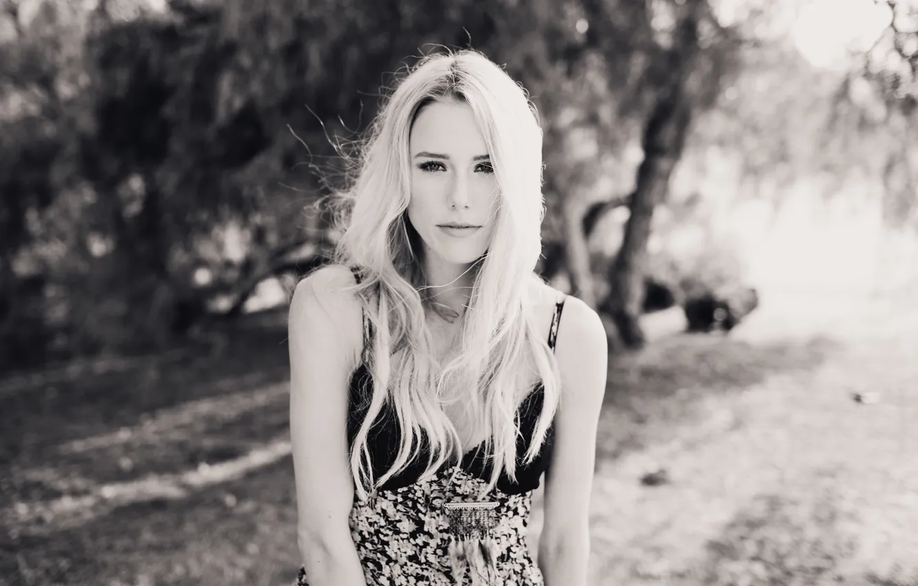Photo wallpaper summer, look, girl, blonde, black and white