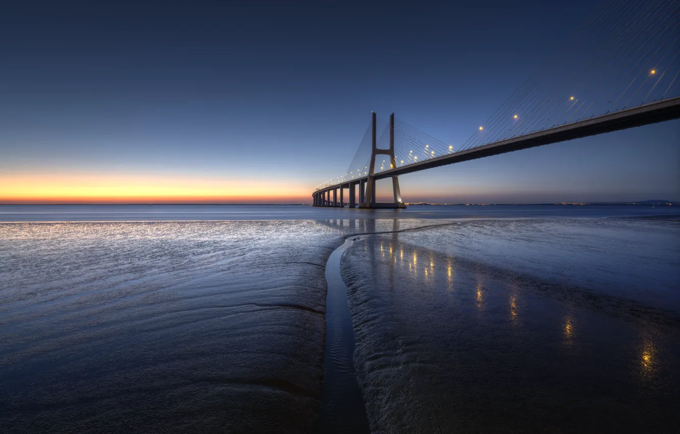 Photo wallpaper sand, bridge, tide, Leonardo Rodriguez