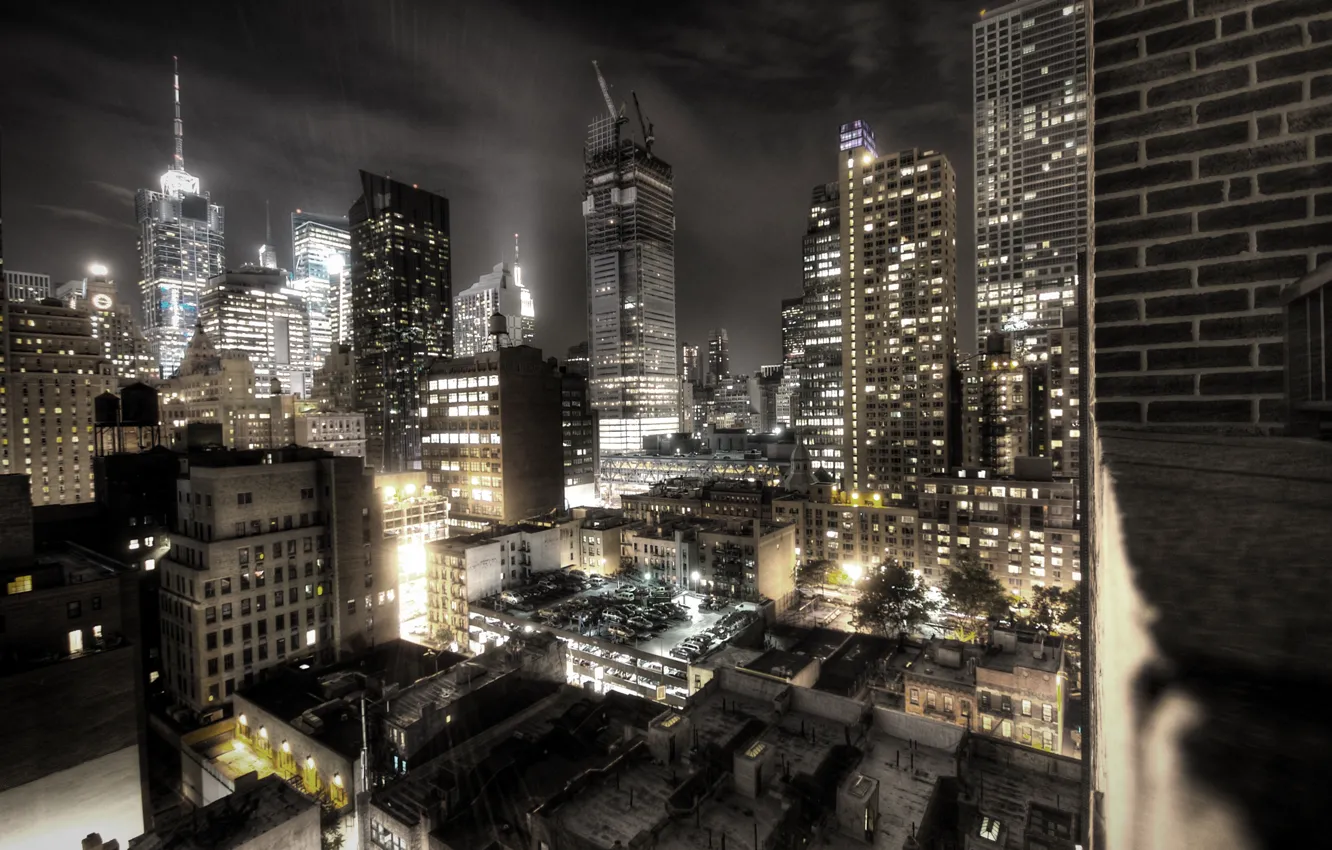 Photo wallpaper night, the city, building, new York