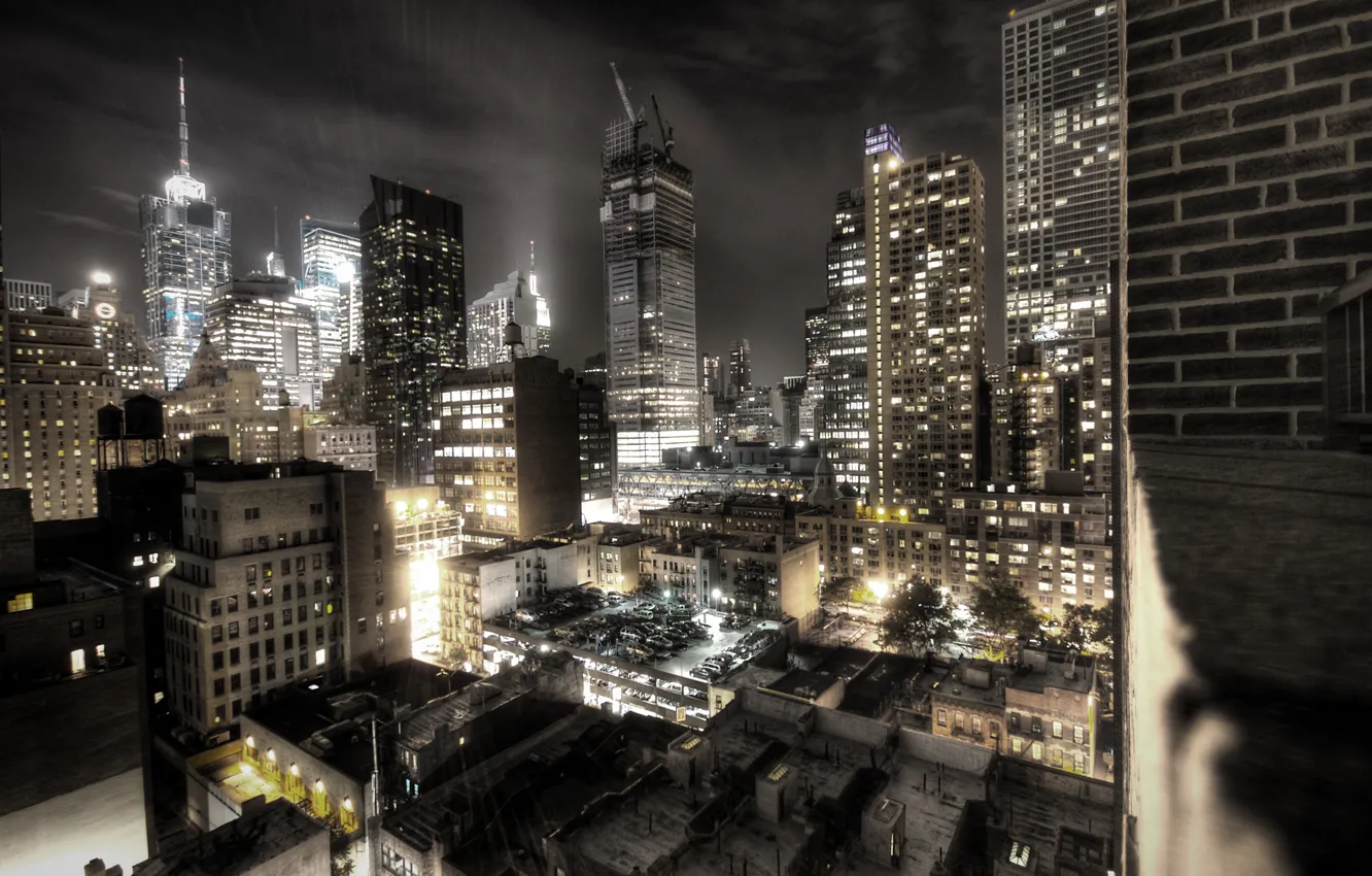 Photo wallpaper night, the city, building, New York