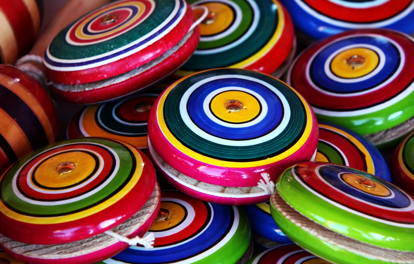 Photo wallpaper toys, rope, colorful, mechanical, striped, between, yo-yo, a
