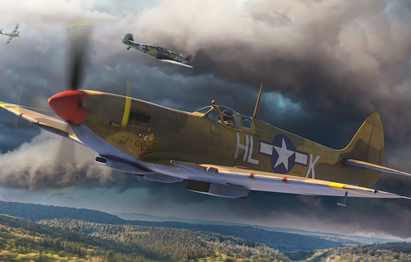 Photo wallpaper UNITED STATES AIR FORCE, Supermarine, British fighter, Spitfire Mk.VIII, Antonis (rOEN911) Karidis, fargo express
