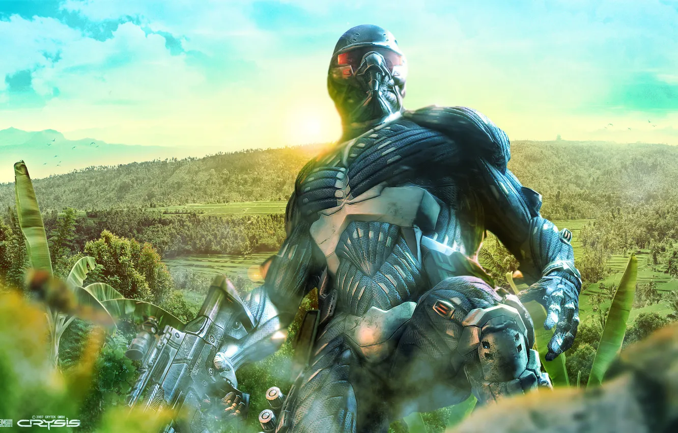 Photo wallpaper jungle, soldiers, Crysis