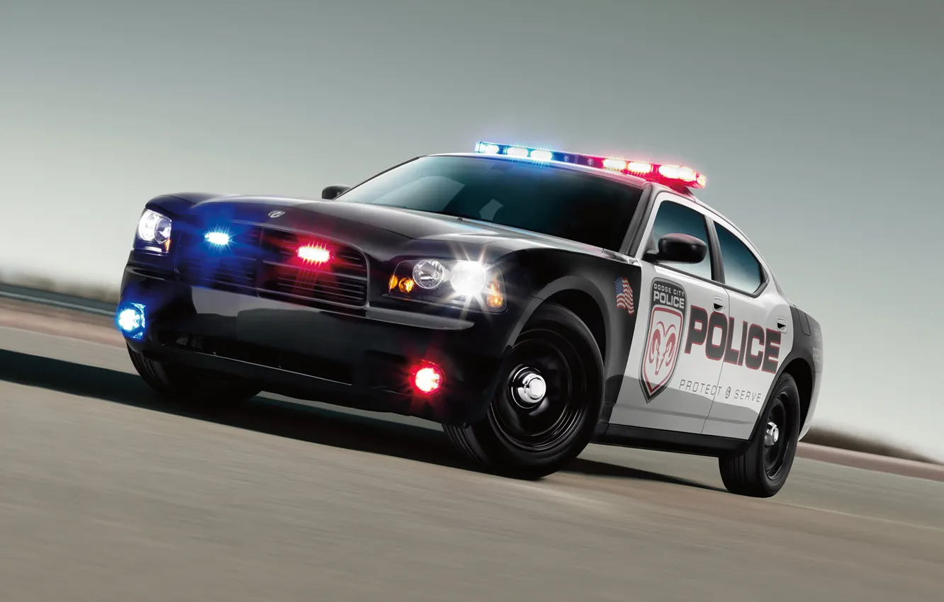 Photo wallpaper Dodge, police, Flashers