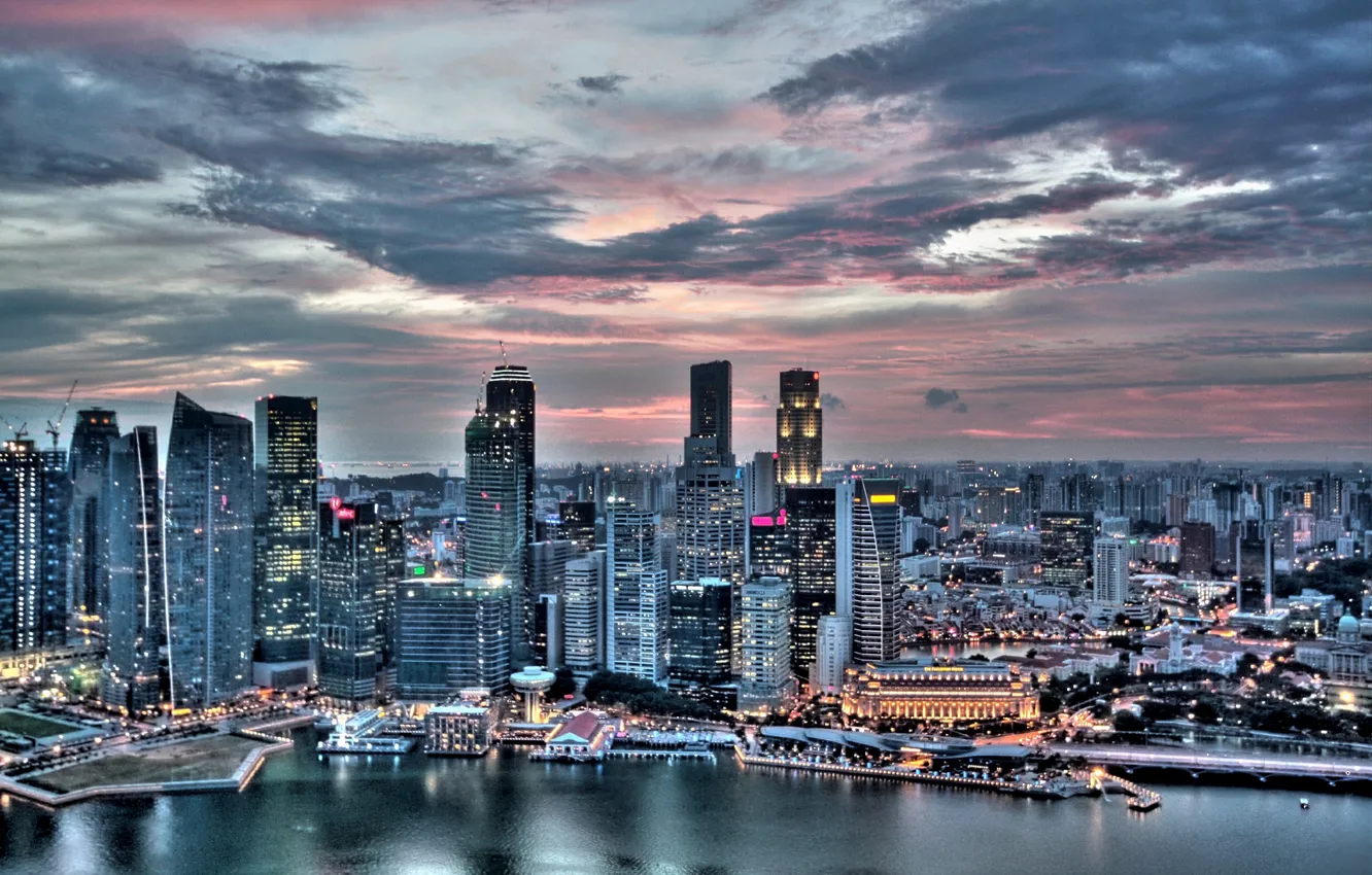 Photo wallpaper the sky, sunset, the city, Singapore