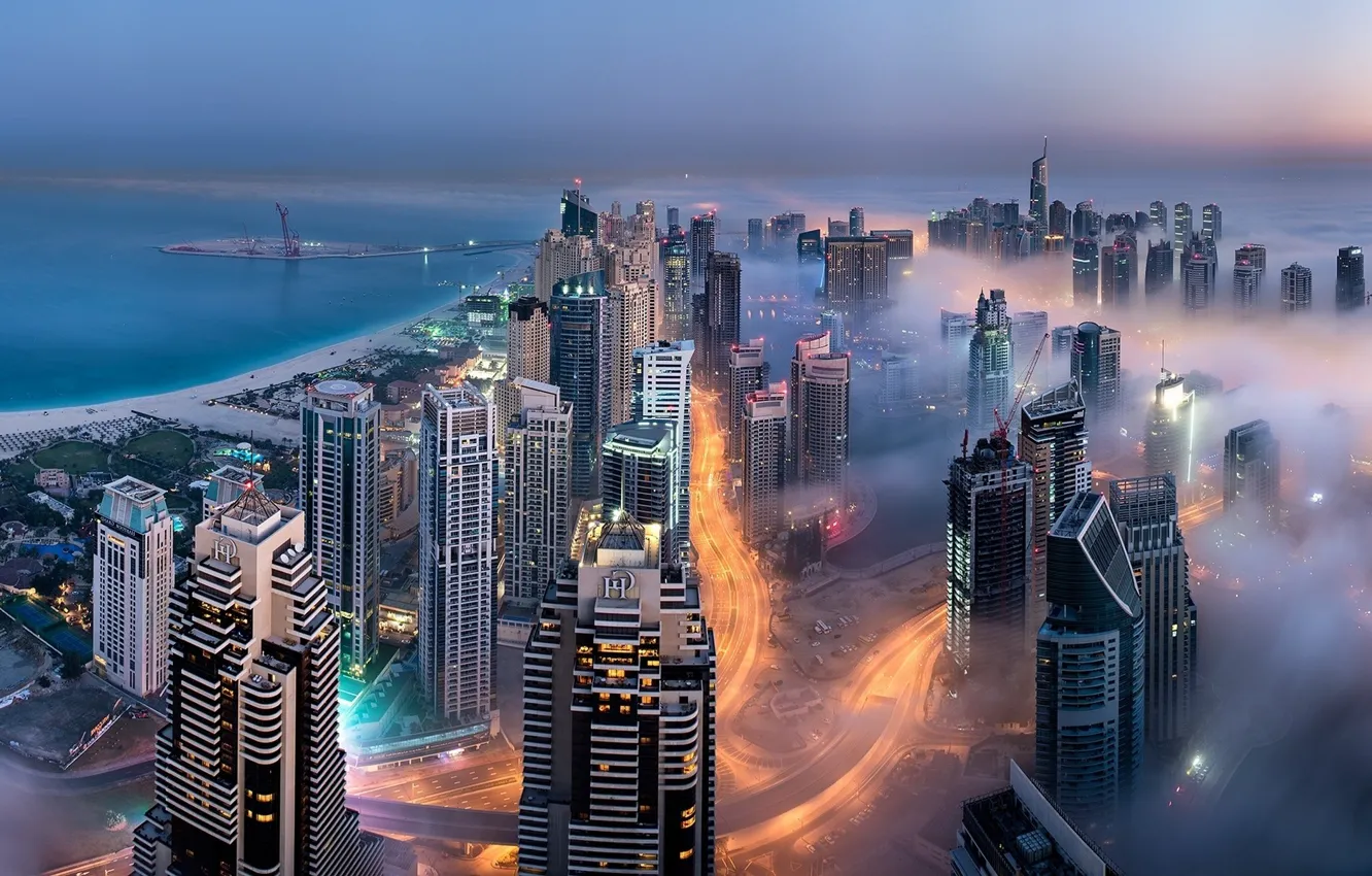 Photo wallpaper landscape, dubai, building, bay