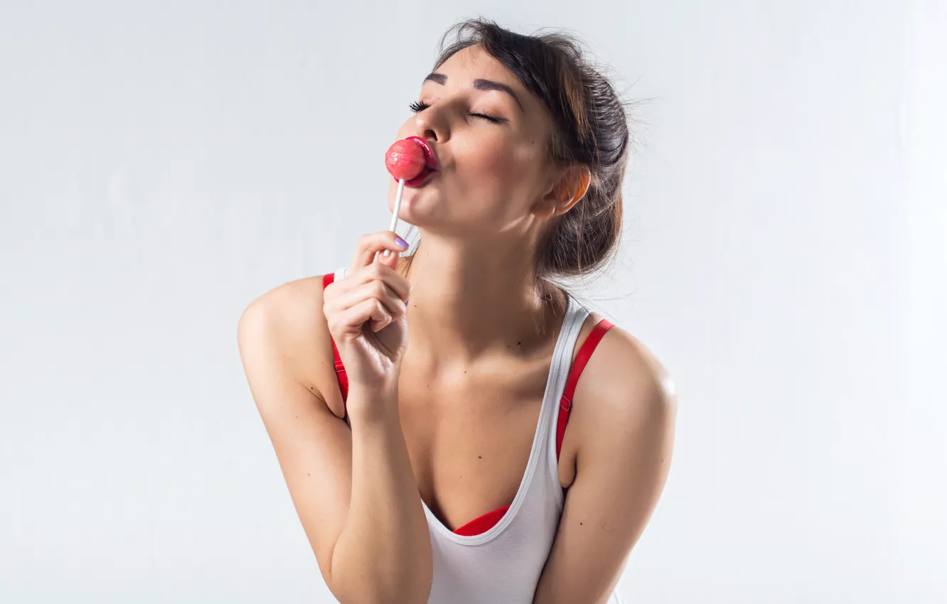 Photo wallpaper girl, sexy, Lollipop