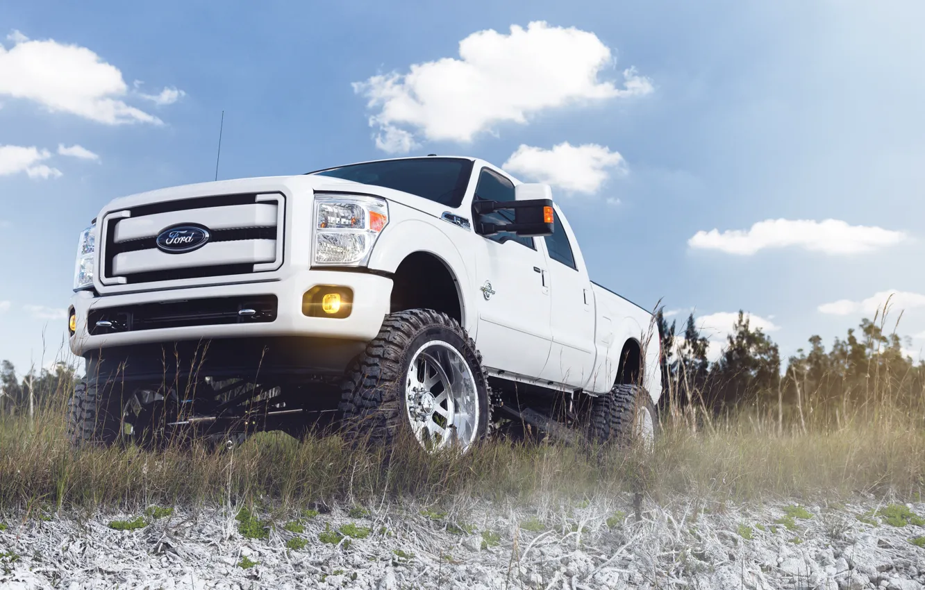Photo wallpaper white, the sky, clouds, Ford, SUV, white, Ford, pickup
