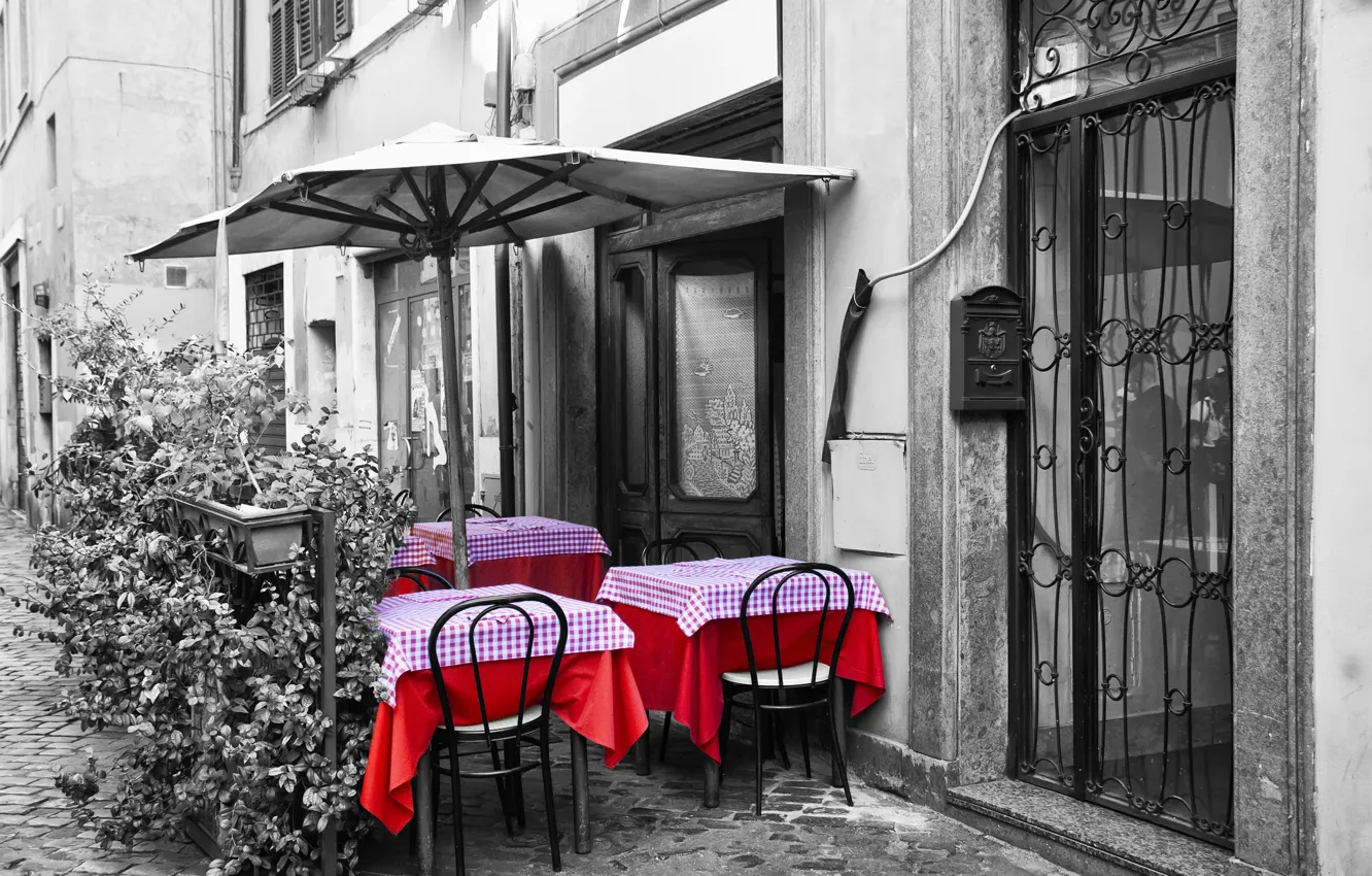 Photo wallpaper the city, street, cafe