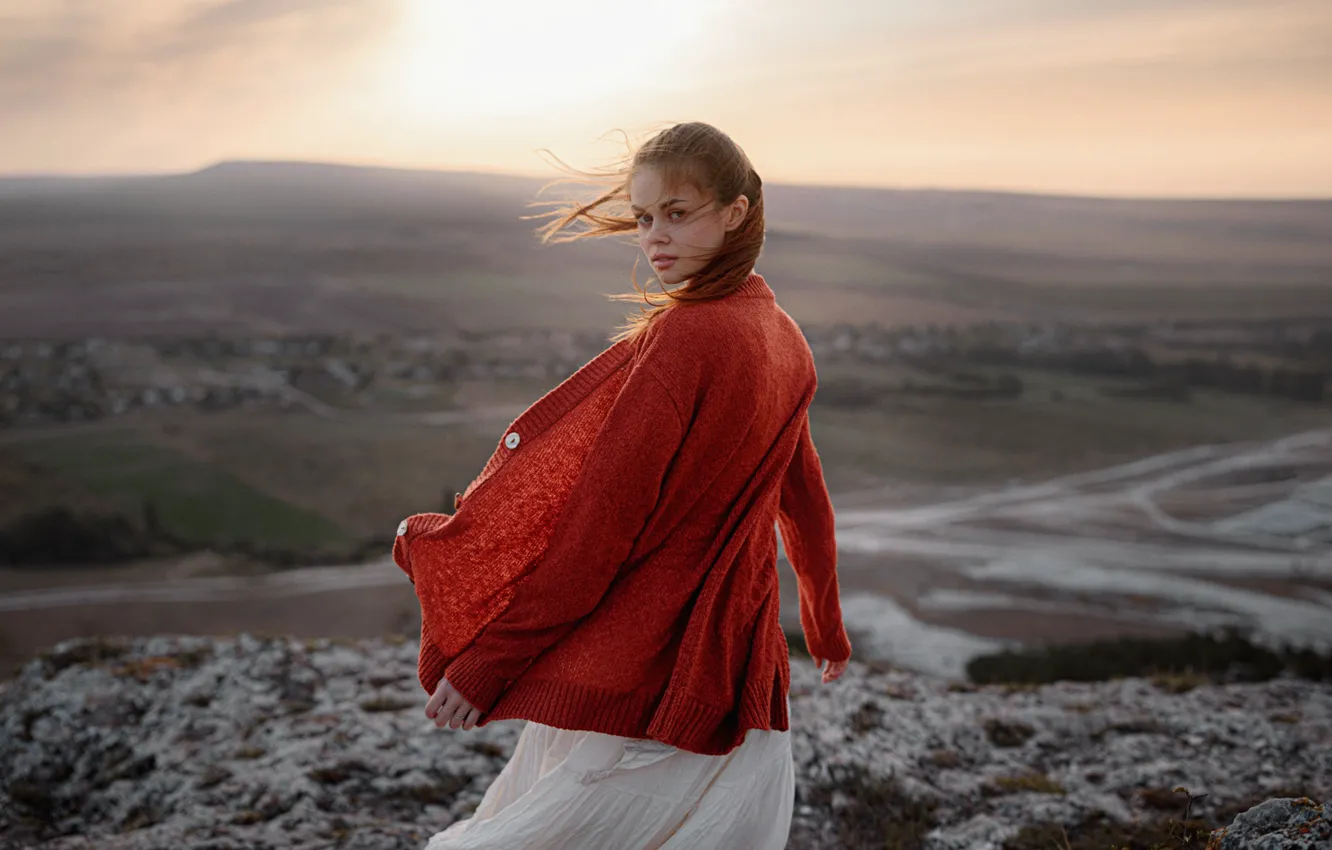 Photo wallpaper look, girl, in red, George Chernyadev, Georgy Chernyadyev, Victoria Ageeva, Viktoria Ageeva