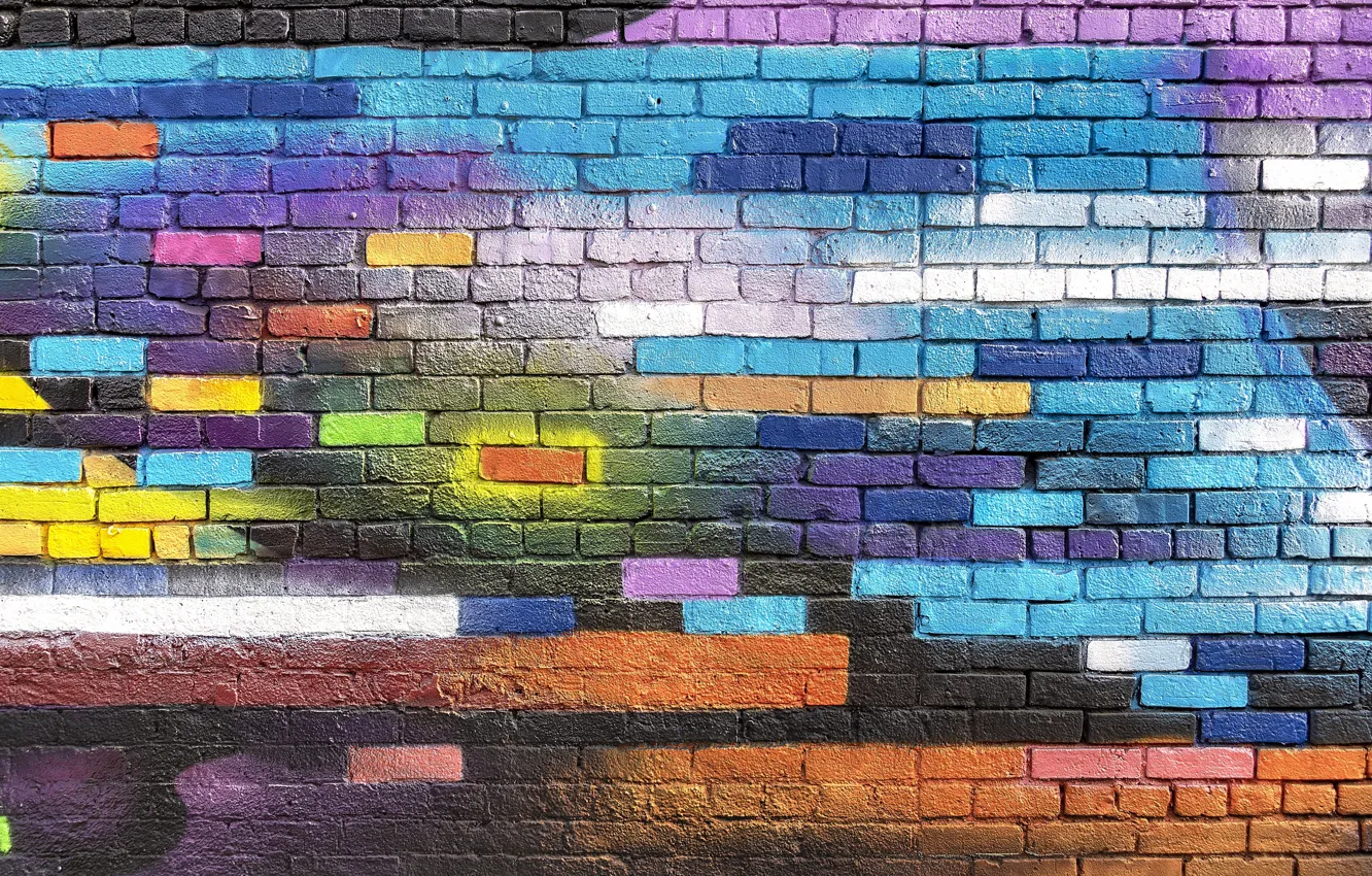 Photo wallpaper colorful, wallpaper, wall, graffiti, textures, paint, brick, street art